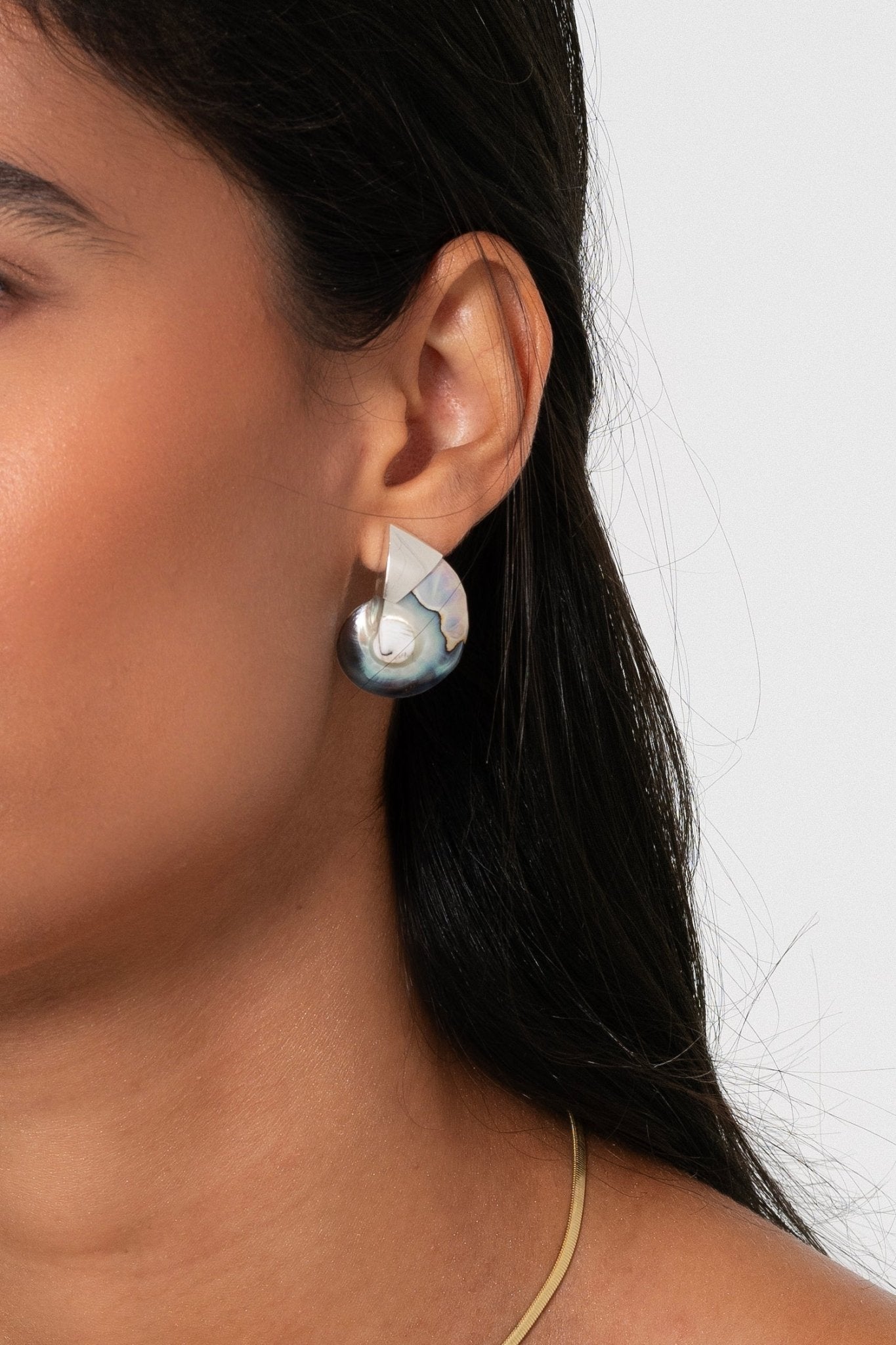 OLAMii - Earrings - Blue Nautilus Shells - #product_material# - MERA MERAH